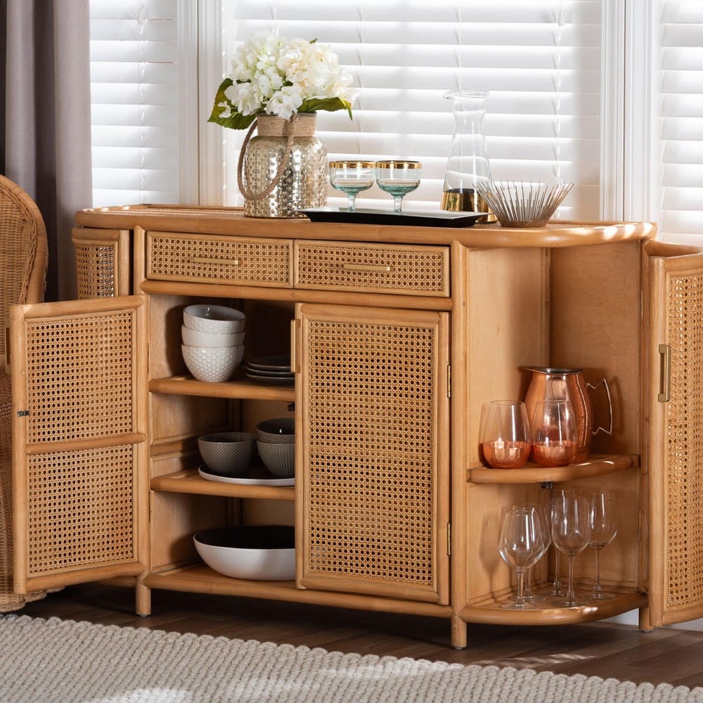 bali & pari - McKenna Sideboard in Light Honey/Gold - McKenna-Light Honey Rattan-Cabinet view 9