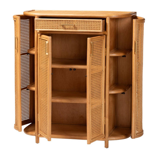 bali & pari - McKenna Storage Cabinet in Light Honey/Gold - Mave-Light Honey Rattan-Cabinet view 2