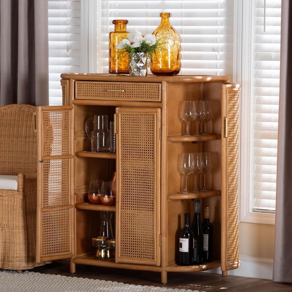 bali & pari - McKenna Storage Cabinet in Light Honey/Gold - Mave-Light Honey Rattan-Cabinet view 9