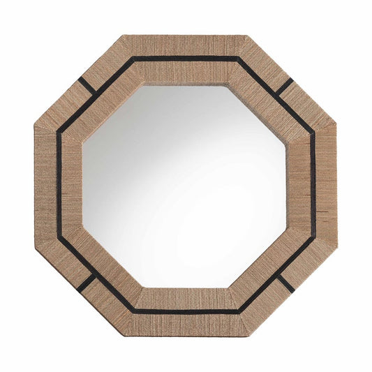 bali & pari - Mirai Mirror in Natural/Black - Grasscloth Mendong Black-Octagon-Mirror view 2