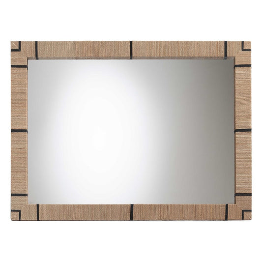 bali & pari - Mirai Mirror in Natural/Black - Grasscloth Mendong Black-Rectangle-Mirror view 2