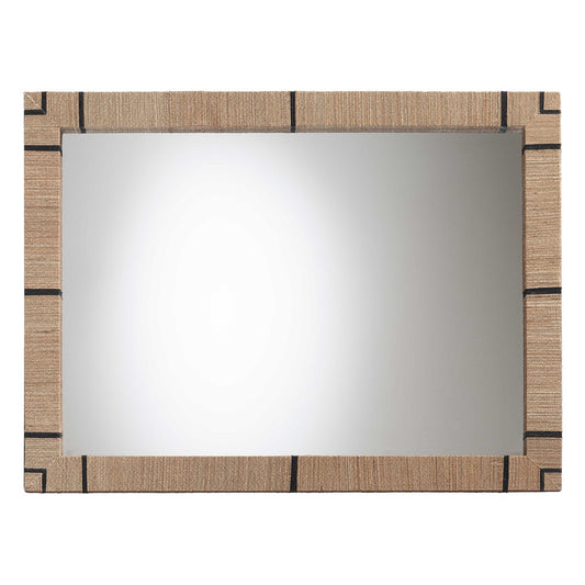 bali & pari - Mirai Mirror in Natural/Black - Grasscloth Mendong Black-Rectangle-Mirror view 2