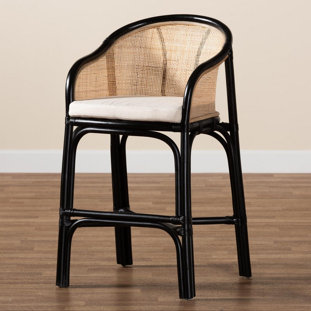 bali & pari - Miranda Counter Stool in White/Natural Brown/Black - Miranda-Rattan-CS view 9
