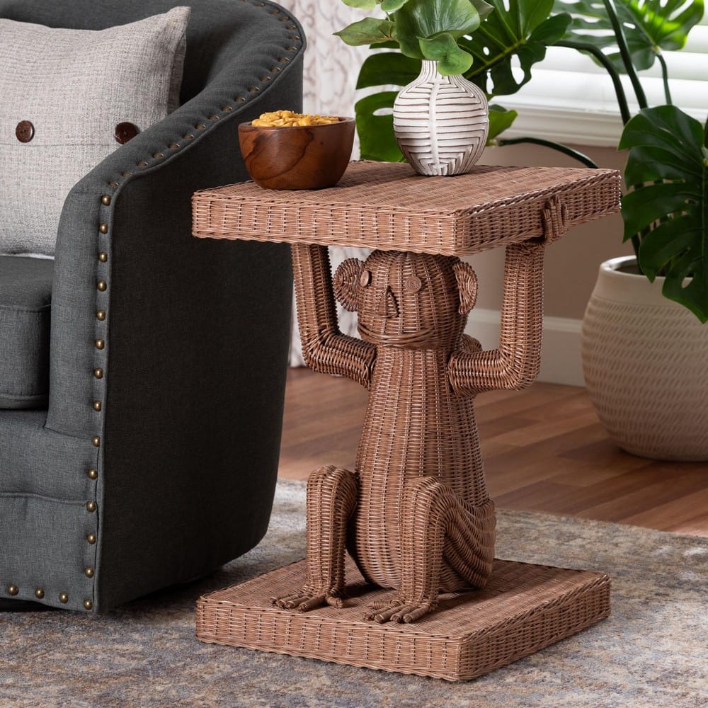 bali & pari - Miyoco End Table in Light Brown - Monkey-Light Brown/Rattan-ET view 11