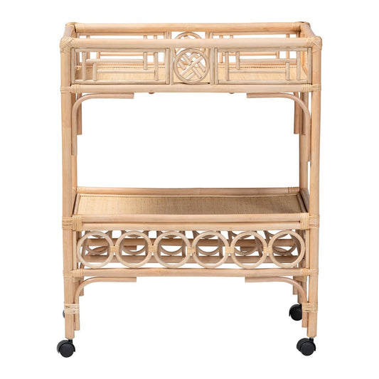 bali & pari - Molina Wine Cart in Natural Brown/Black - WS195-Natural-Rattan-Cart view 2