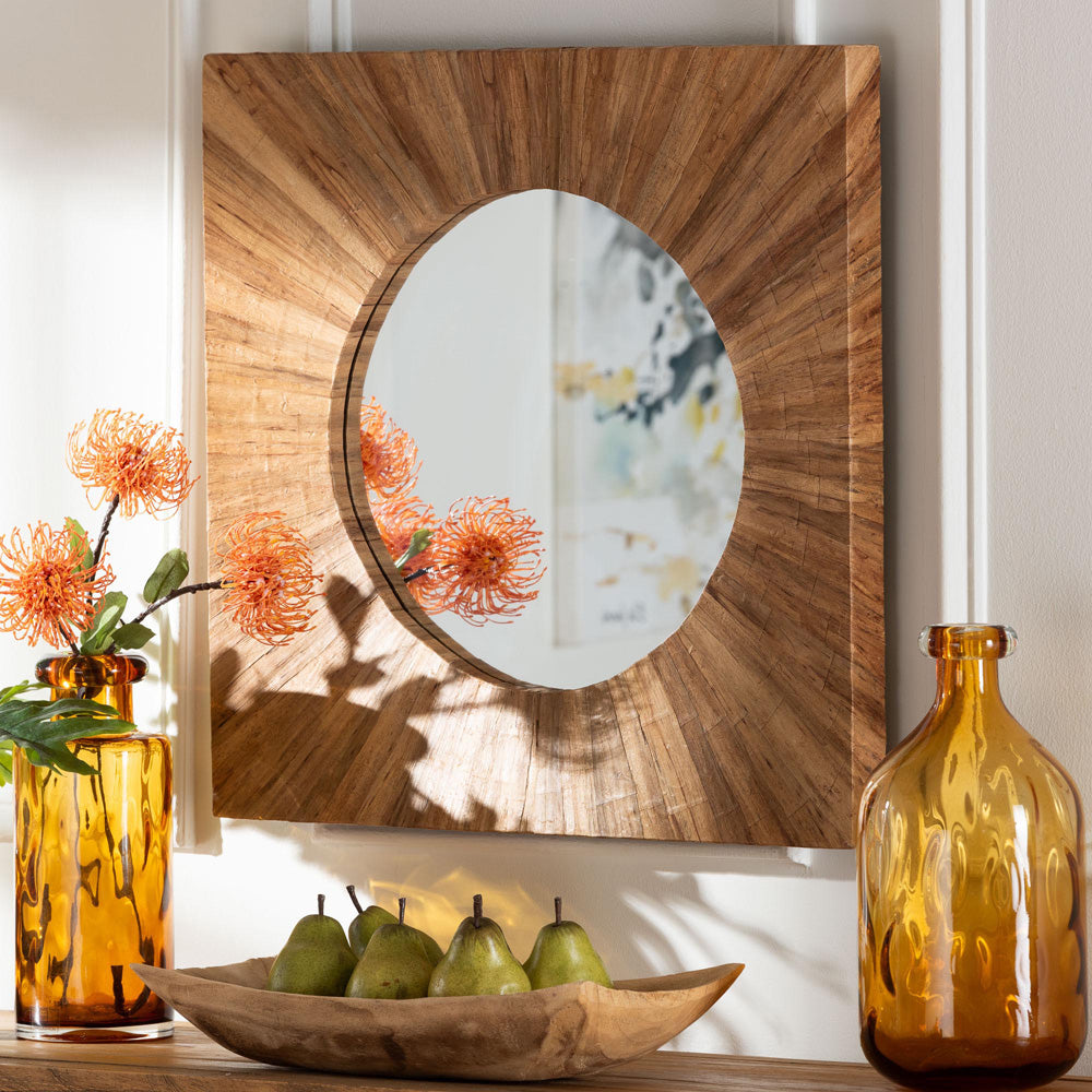 bali & pari - Mosa Mirror in Natural - Mosa-Pealed Waterhyachinth-Mosaic-Mirror view 4