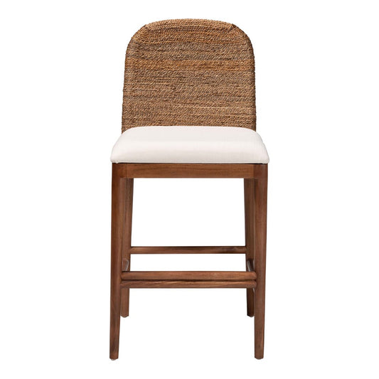 bali & pari - Nadim Counter Stool in White/Natural Brown/Natural Seagrass - New York-Wood/Banana-CS view 2