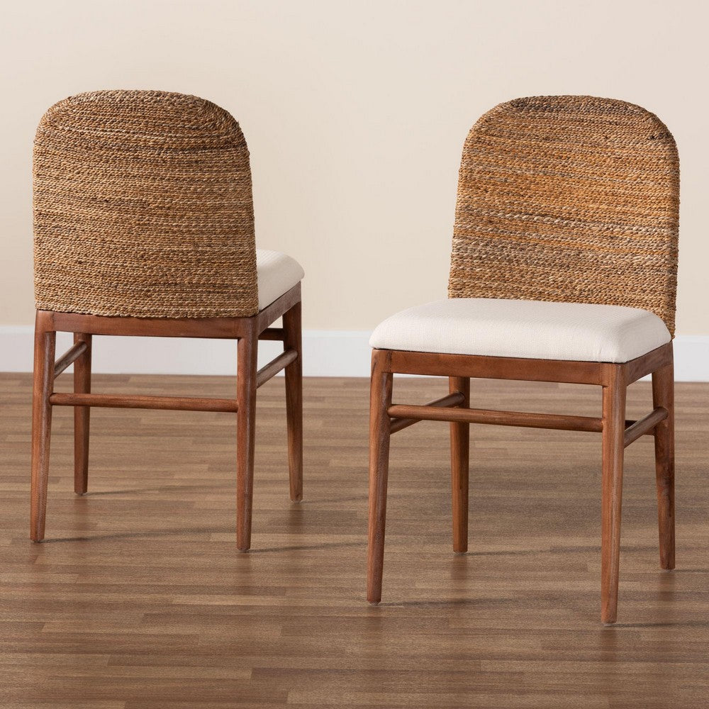 bali & pari - Nadim Set of 2 Dining Chairs in White/Natural Brown/Natural Seagrass - New York-Wood/Banana-DC view 8