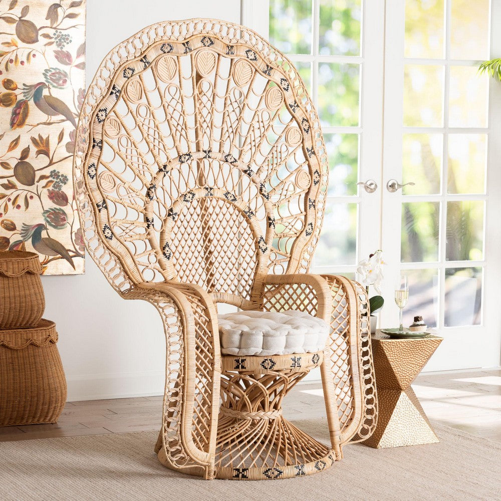 bali & pari - Nafisa Peacock Accent Chair in Natural Brown - WS186-Natural Peacock Rattan-Cushion-Chair view 9