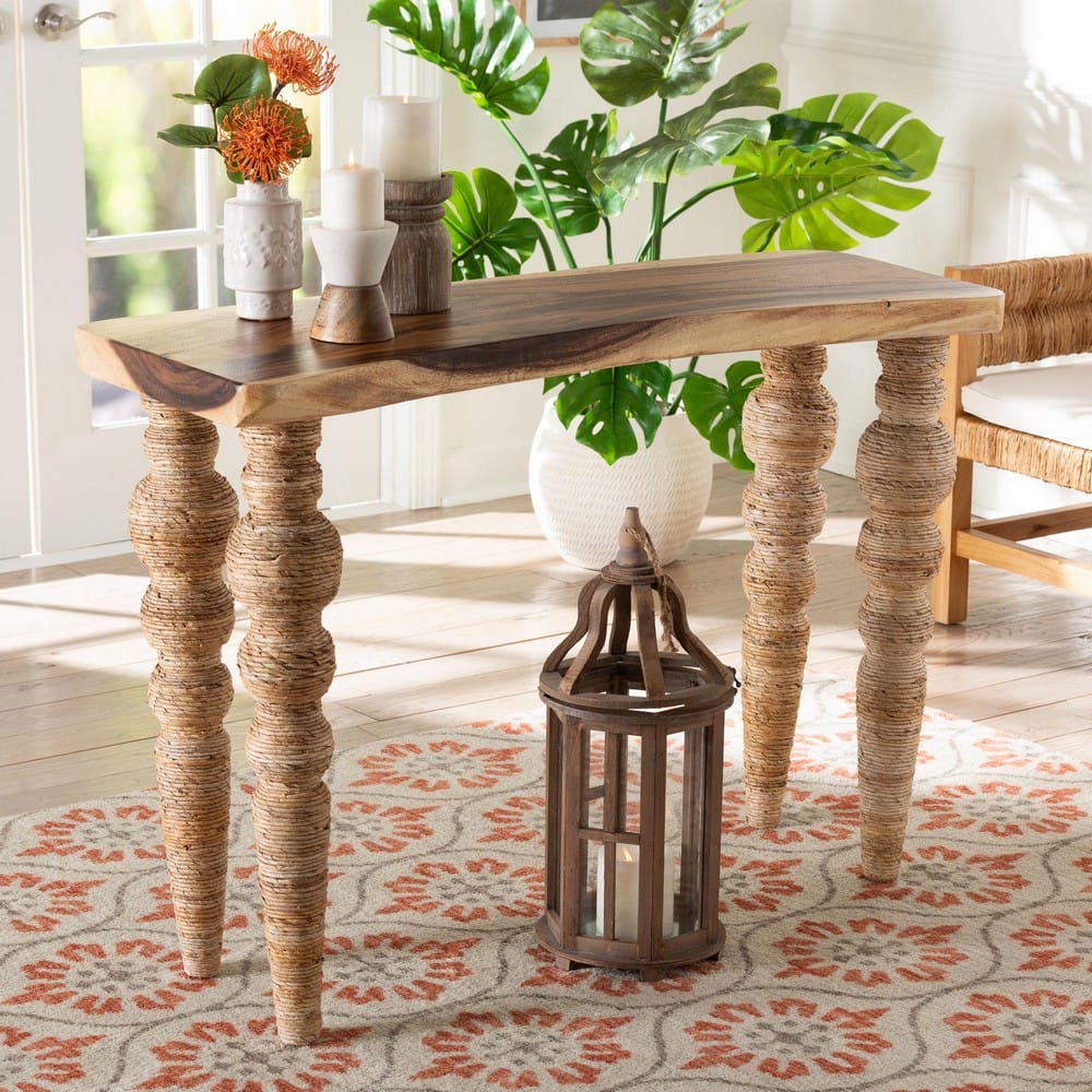 bali & pari - Nasnan Console Table in Natural Brown - J3157-1PCDT-Natural Wood-Console Table-KD-Box view 8