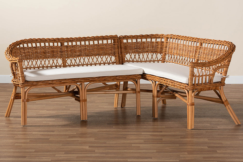 bali & pari - Nella Dining Bench - Nella-Natural/Light Honey Rattan-2PC Bench Set view 9