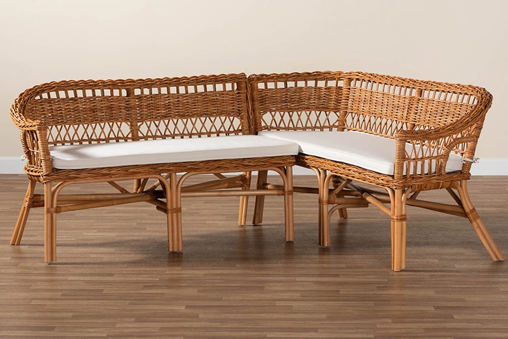 bali & pari - Nella Dining Bench - Nella-Natural/Light Honey Rattan-2PC Bench Set view 9