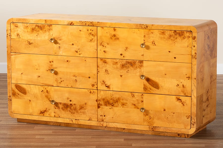 bali & pari - Netra Dresser in Light Mappa Burl - KL-1571-Natural Burl Op1-Ebony-6DW-Dresser-BOXED view 10