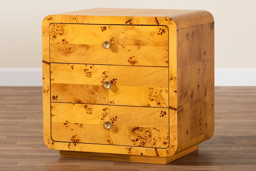 bali & pari - Netra Nightstand in Light Mappa Burl - KL-1569-Natural Burl Op1-Ebony-3DW-NS-BOXED view 10