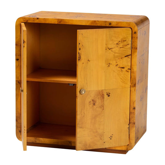 bali & pari - Netra Storage Cabinet in Light Mappa Burl - KL-1573-Natural Burl Op1-Ebony-Sideboard-BOXED view 2