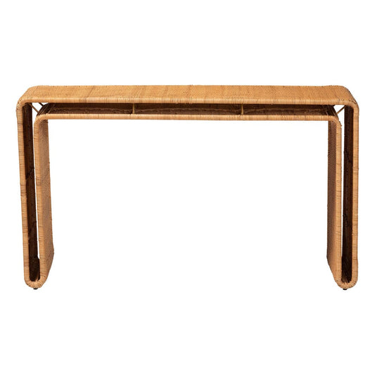 bali & pari - Nevada Console Table in Light Honey - Nevada-Light Honey Rattan-Console Table view 2