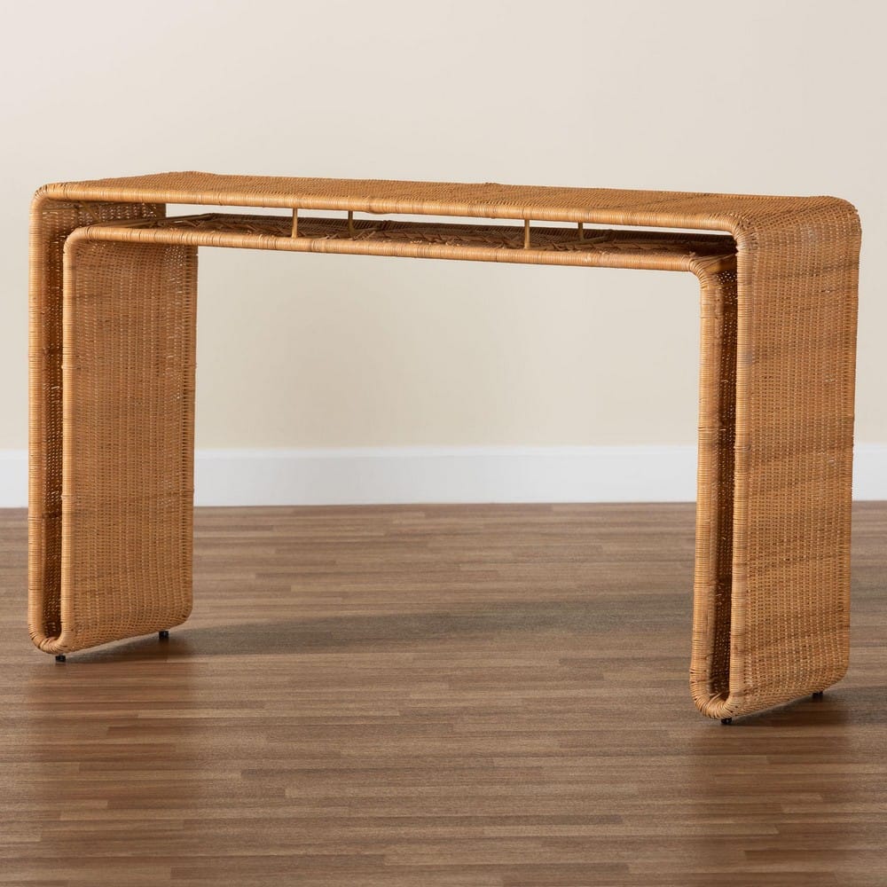 bali & pari - Nevada Console Table in Light Honey - Nevada-Light Honey Rattan-Console Table view 7
