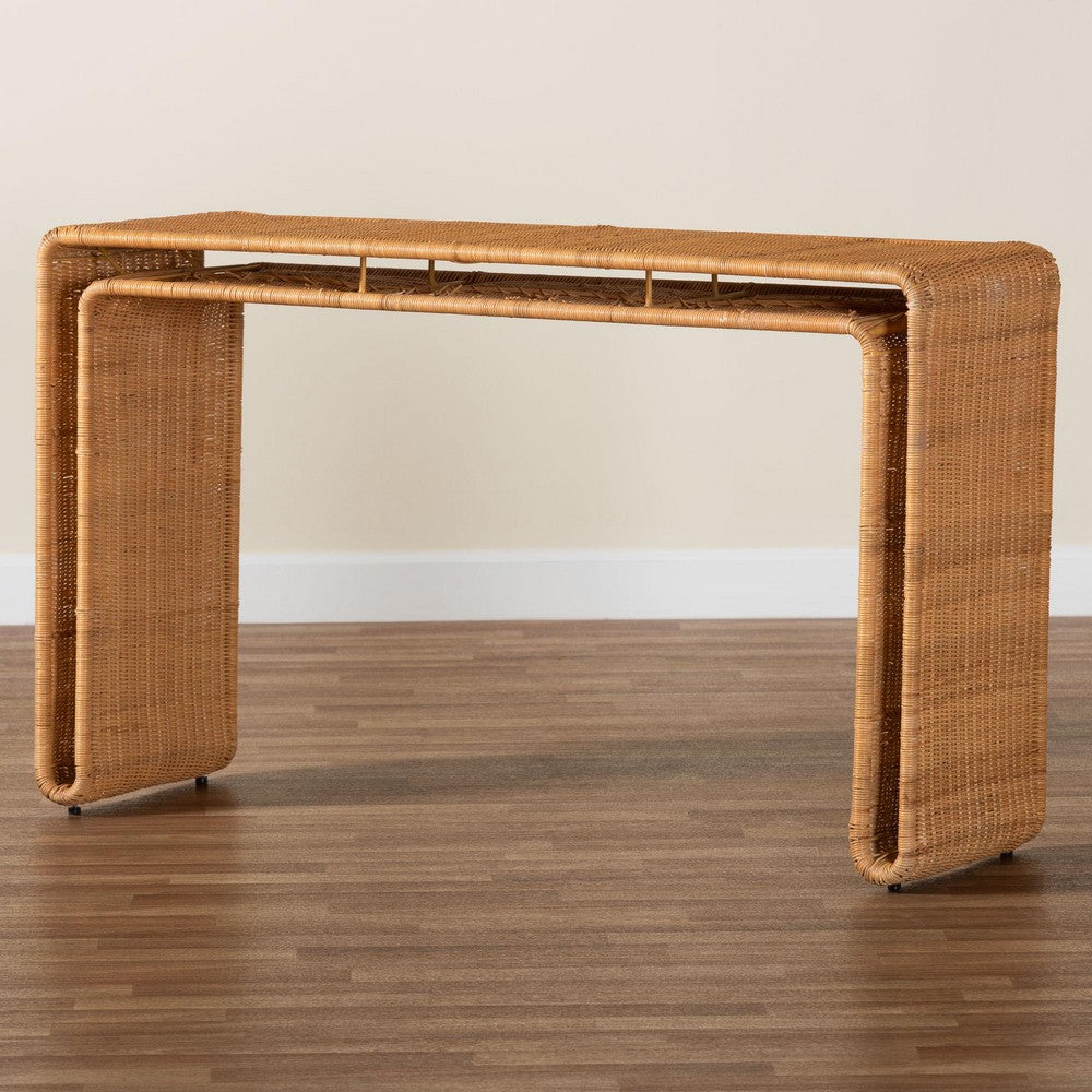 bali & pari - Nevada Console Table in Light Honey - Nevada-Light Honey Rattan-Console Table view 7