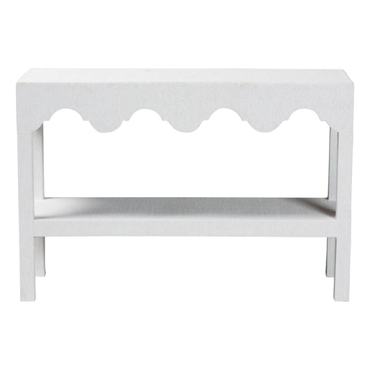 bali & pari - Nolan Console Table in White - Nolan-Faux Raffia-Console Table view 2