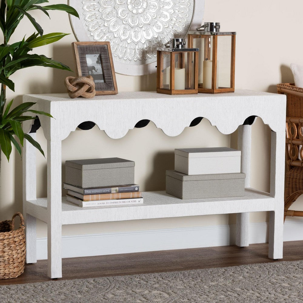 bali & pari - Nolan Console Table in White - Nolan-Faux Raffia-Console Table view 7