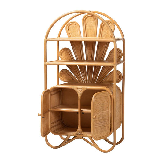 bali & pari - Noreen Storage Cabinet in Light Honey - Noreen-Light Honey Rattan-Shelf view 2