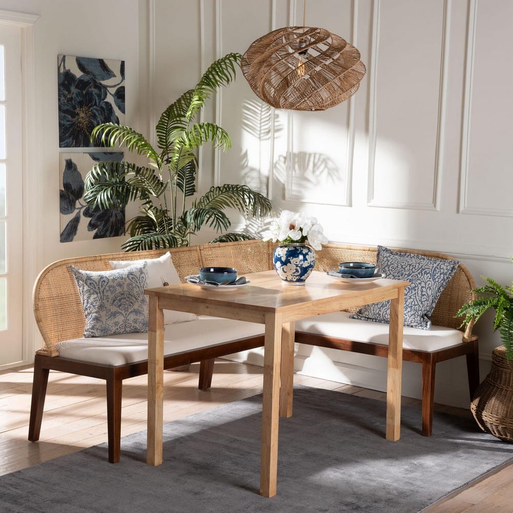 bali & pari - Okinawa Dining Set in Light Honey/Light Brown/White/Natural Brown - Okinawa-Light Honey/Light Brown-3PC Dining Set view 9