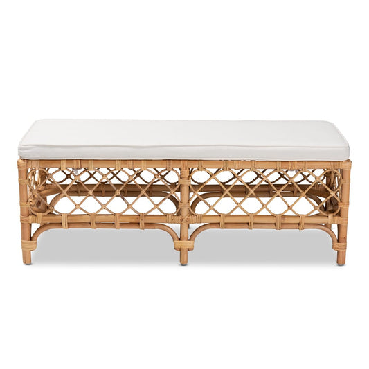 bali & pari - Orchard Bench in White/Natural Brown - Orchard-Rattan-Bench view 2