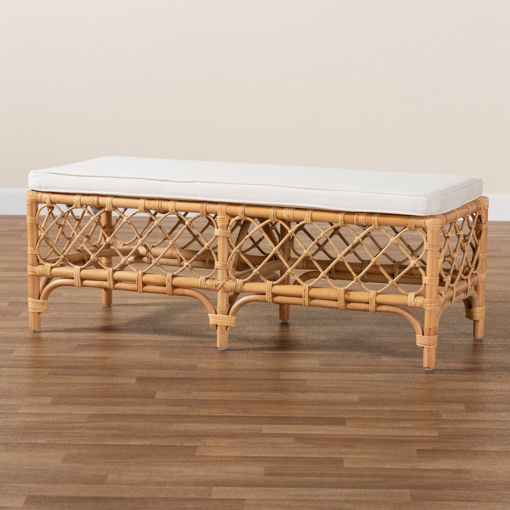 bali & pari - Orchard Bench in White/Natural Brown - Orchard-Rattan-Bench view 7