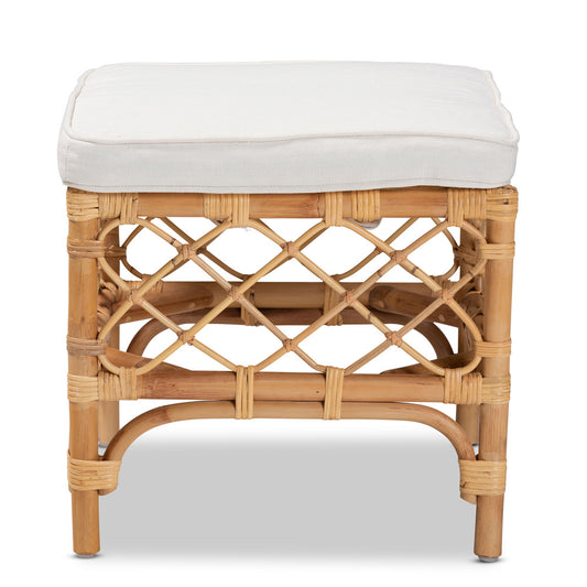 bali & pari - Orchard Ottoman in White/Natural Brown - Orchard-Rattan-Otto view 2