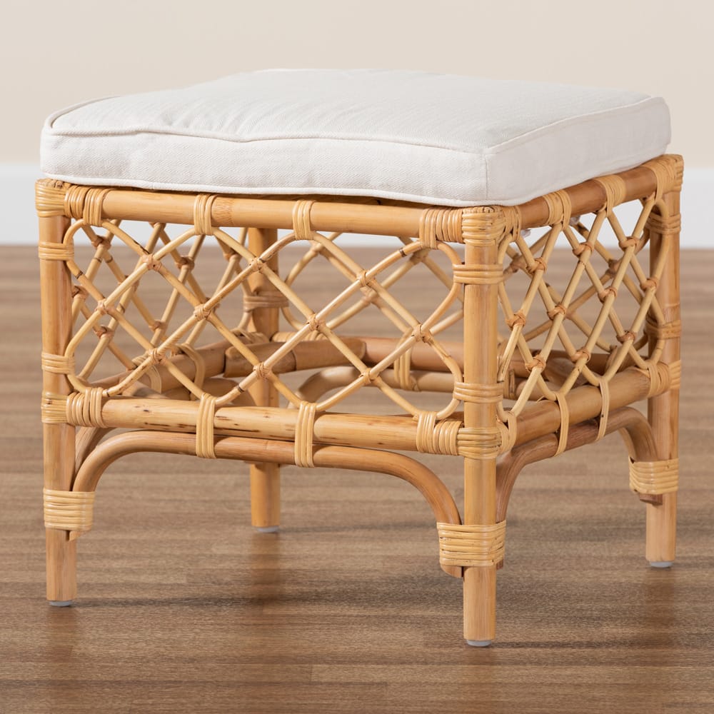 bali & pari - Orchard Ottoman in White/Natural Brown - Orchard-Rattan-Otto view 6