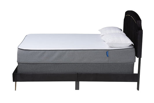bali & pari - Oxley Queen Size Bed - Oxley-Black Velvet-Queen view 2