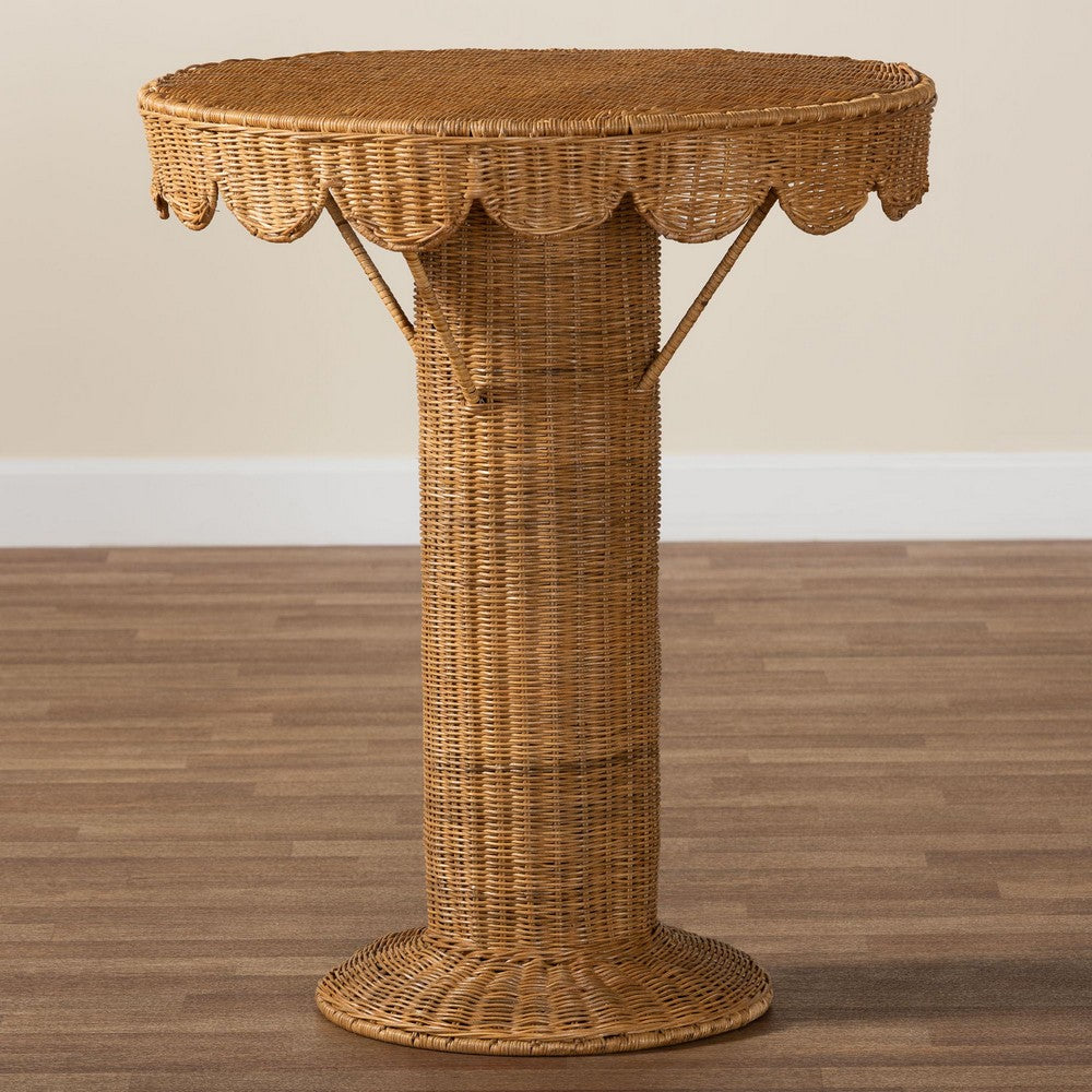 bali & pari - Pabla Accent Table in Light Honey - Palm Short-Round-Natural Rattan-Console Table view 7