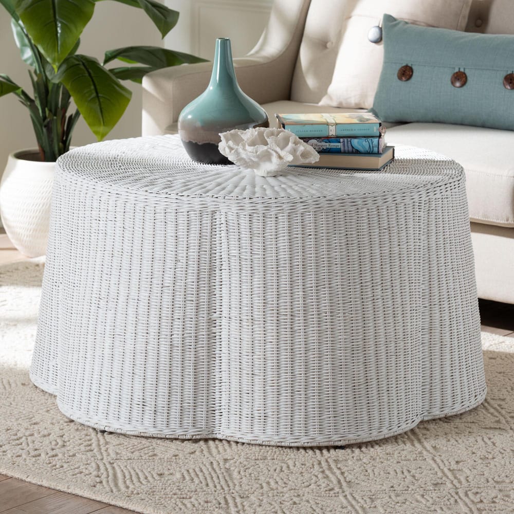 bali & pari - Palm Coffee Table in Chalk White - Palm-White Rattan-Coffee Table view 4