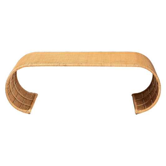 bali & pari - Palm Coffee Table in Light Honey - Palm Waterfall-Light Honey/Rattan-Coffee Table view 2