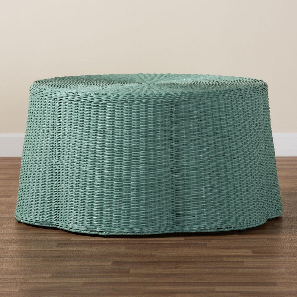 bali & pari - Palm Coffee Table in Seafoam Green - Palm-Green Rattan-Coffee Table view 6