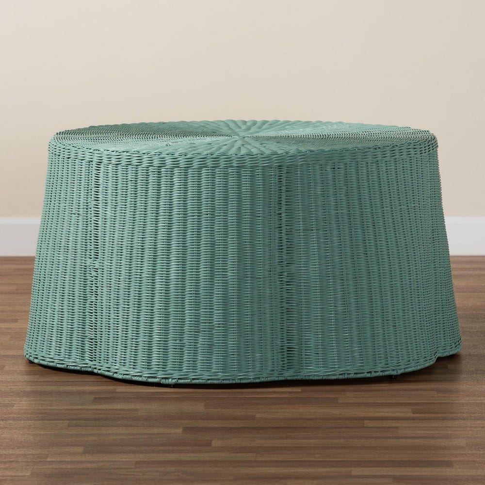 bali & pari - Palm Coffee Table in Seafoam Green - Palm-Green Rattan-Coffee Table view 6