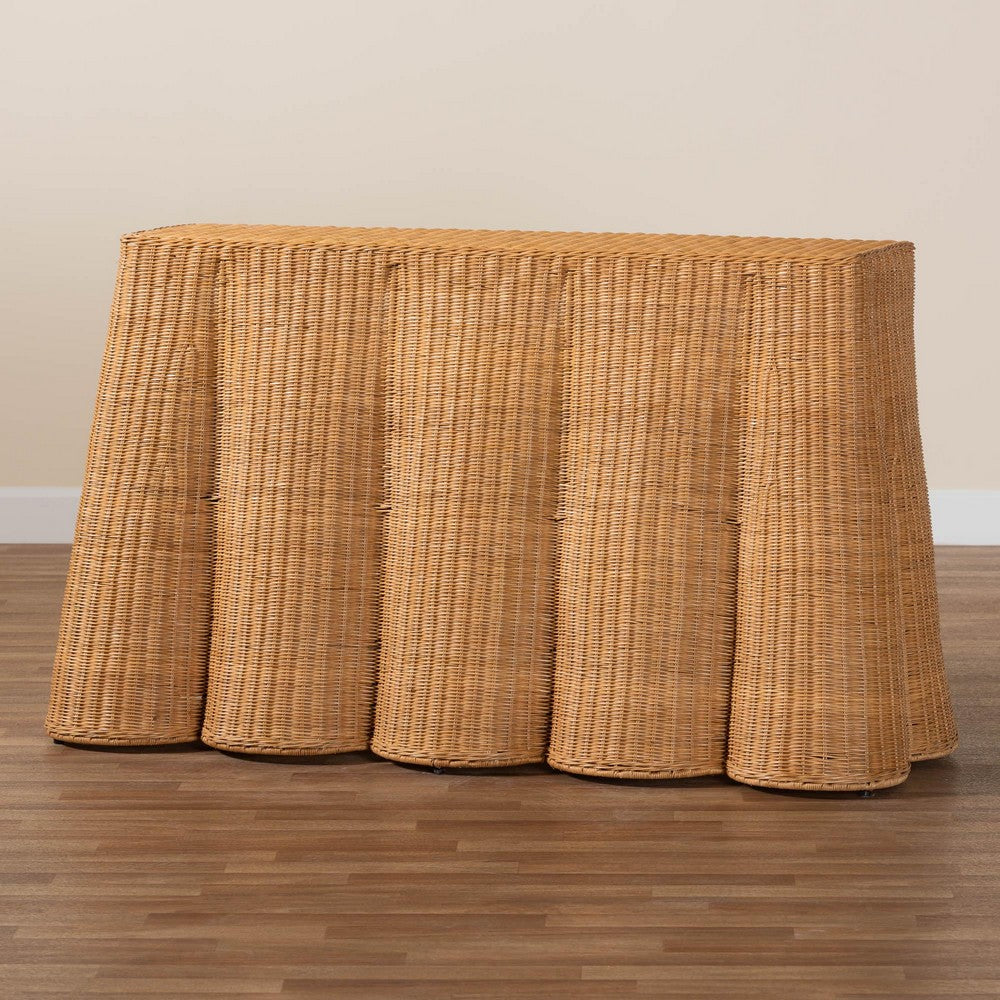 bali & pari - Palm Console Table in Honey - Palm-Light Honey Rattan-Console Table view 8