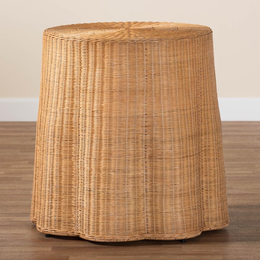 bali & pari - Palm Console Table in Honey - Palm-Light Honey Rattan Round-Console Table view 6