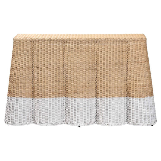 bali & pari - Palm Console Table in Natural Brown/White - Palm-Natural/White Rattan-Console Table view 2