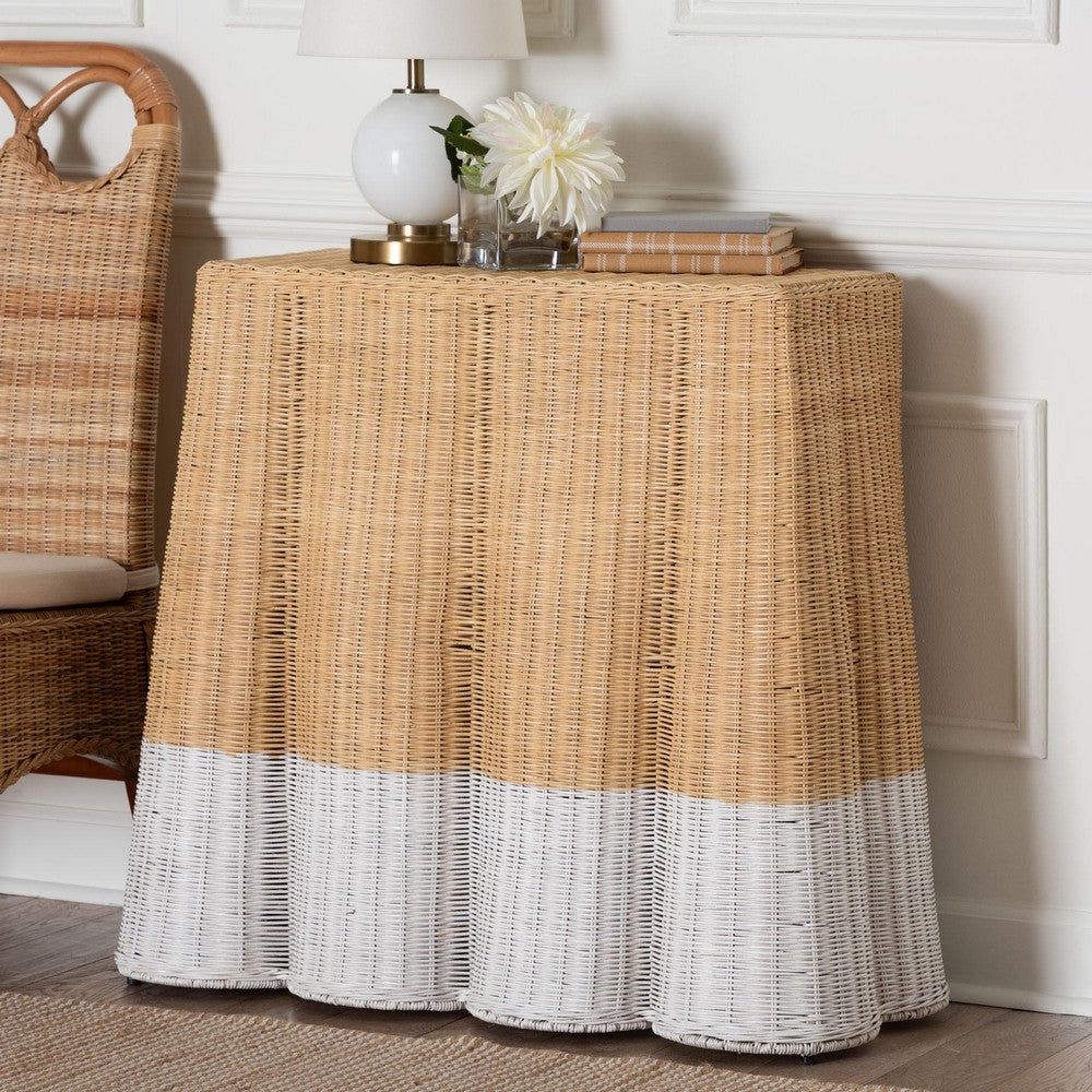 bali & pari - Palm Console Table in Natural Brown/White - Palm-Small-Natural/White Rattan-Console Table view 7