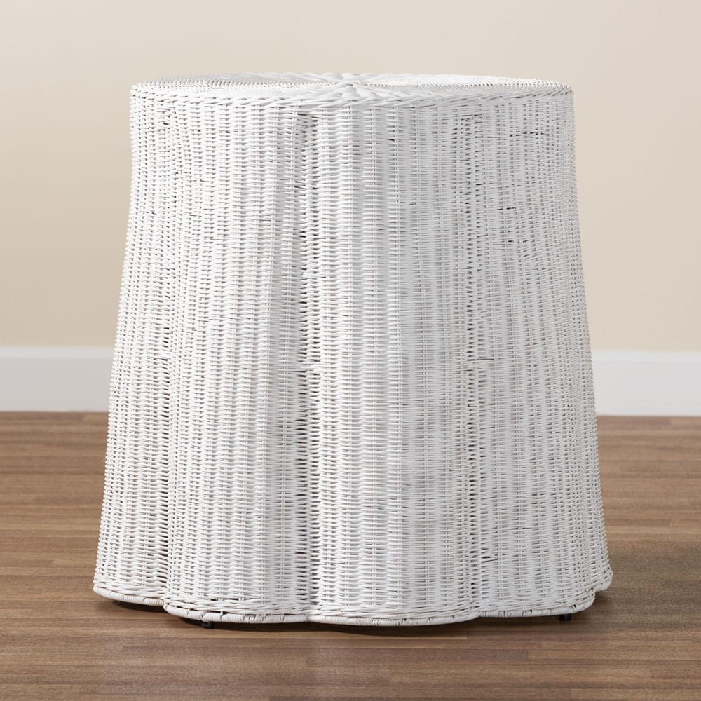 bali & pari - Palm Console Table in White - Palm-White Rattan Round-Console Table view 6