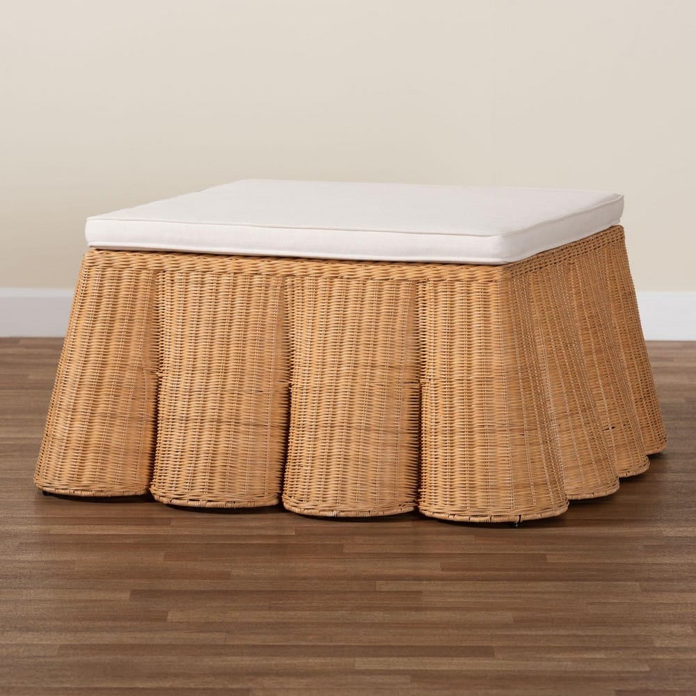 bali & pari - Palm Ottoman in Light Honey - Palm-Light Honey Rattan-35 Ottoman w Cushion view 7