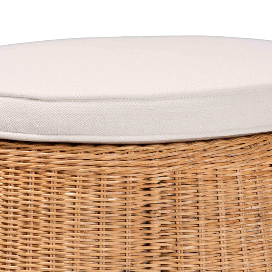 bali & pari - Palm Ottoman in Light Honey - Palm-Light Honey Rattan-51cm Round Ottoman w/Cushion view 2