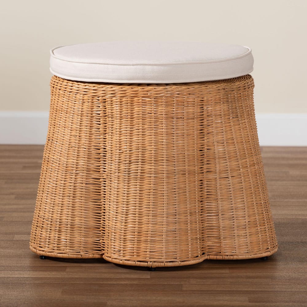 bali & pari - Palm Ottoman in Light Honey - Palm-Light Honey Rattan-51cm Round Ottoman w/Cushion view 6