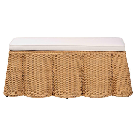 bali & pari - Palm Ottoman in Light Honey - Palm-Light Honey Rattan-Rectangle Ottoman w/ Cushion view 2