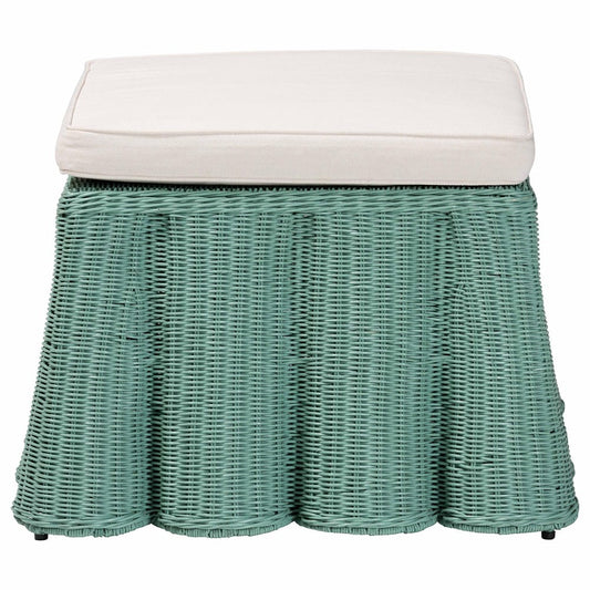 bali & pari - Palm Ottoman in Seafoam Green - Palm-Green Rattan-Ottoman w/ Cushion view 2