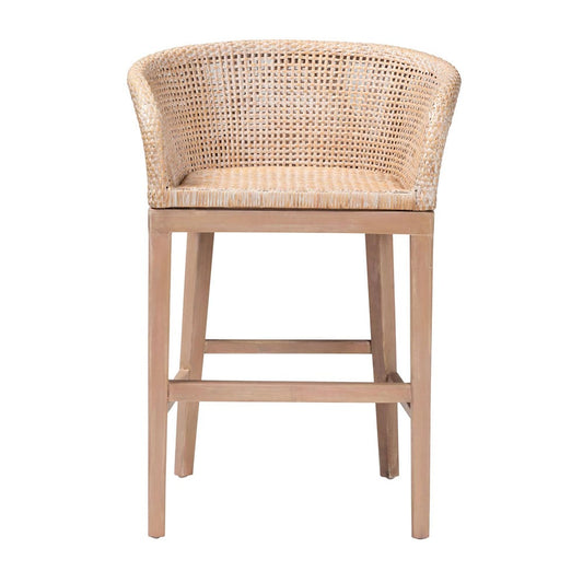 bali & pari - Papua Counter Stool in Antique white wash/ Light brown - Papua-Wood/Antil White Wash-CS view 2