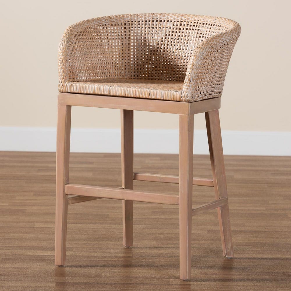 bali & pari - Papua Counter Stool in Antique white wash/ Light brown - Papua-Wood/Antil White Wash-CS view 9
