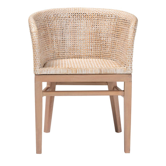 bali & pari - Papua Dining Chair in Antique white wash/ Light brown - Papua-Wood/Antil White Wash-DC view 2