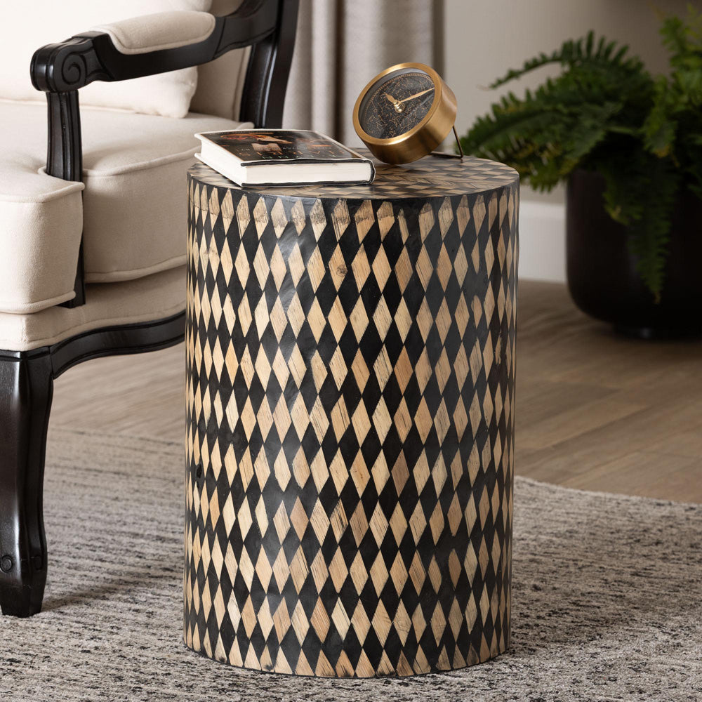 bali & pari - Paulo End Table in Black/Brown - F2502-FT25-Capiz-ET view 6
